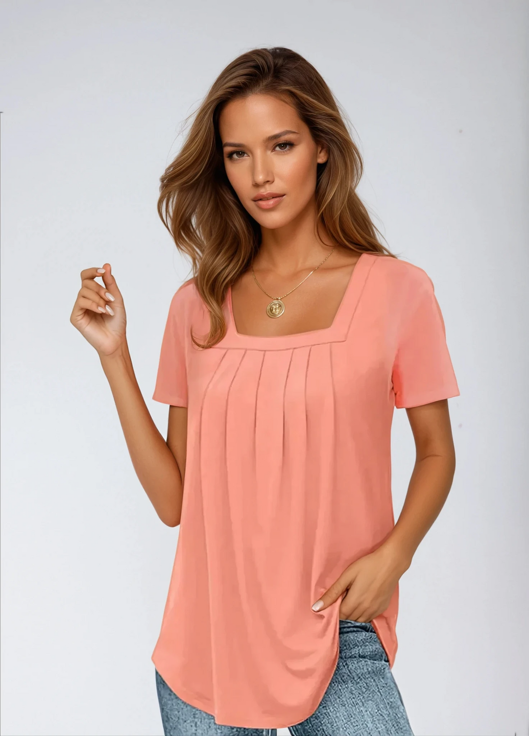 Liora Geplooid T-shirt | Klassiek dagelijks comfort