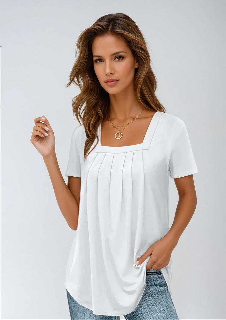 Liora Geplooid T-shirt | Klassiek dagelijks comfort