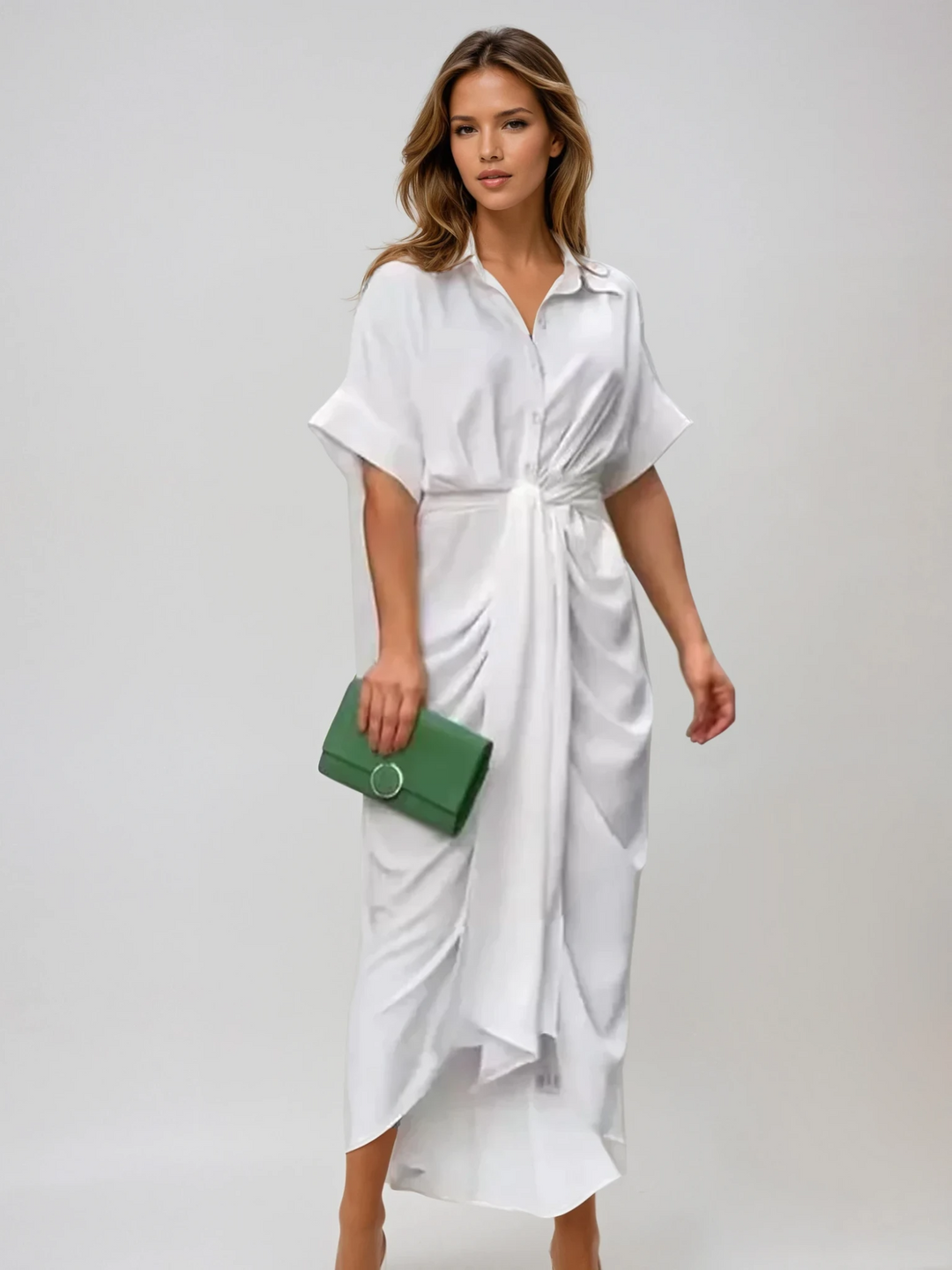 Lunara Midi Wikkeljurk | Elegante gedrapeerde stijl
