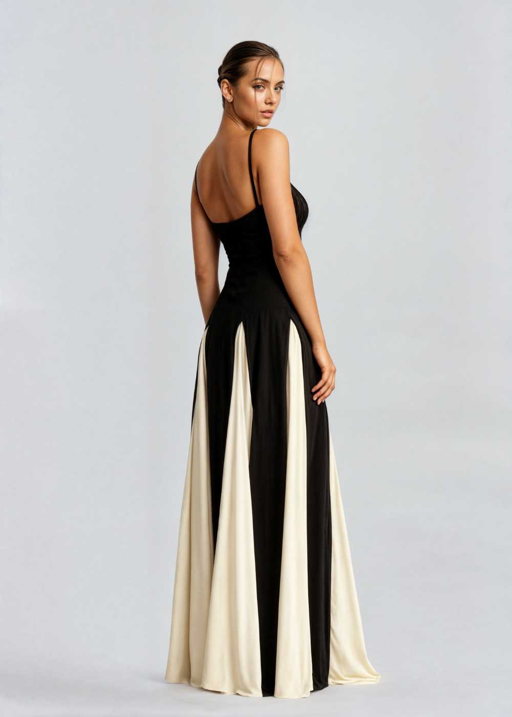 Bondi-Pearl-Vienna Contrast Gown | Black and ivory formal dress 1
