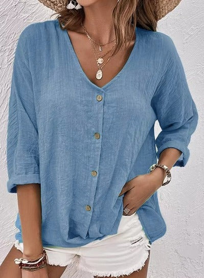 Nerina Button-Up Blouse | Relaxte boho chique stijl