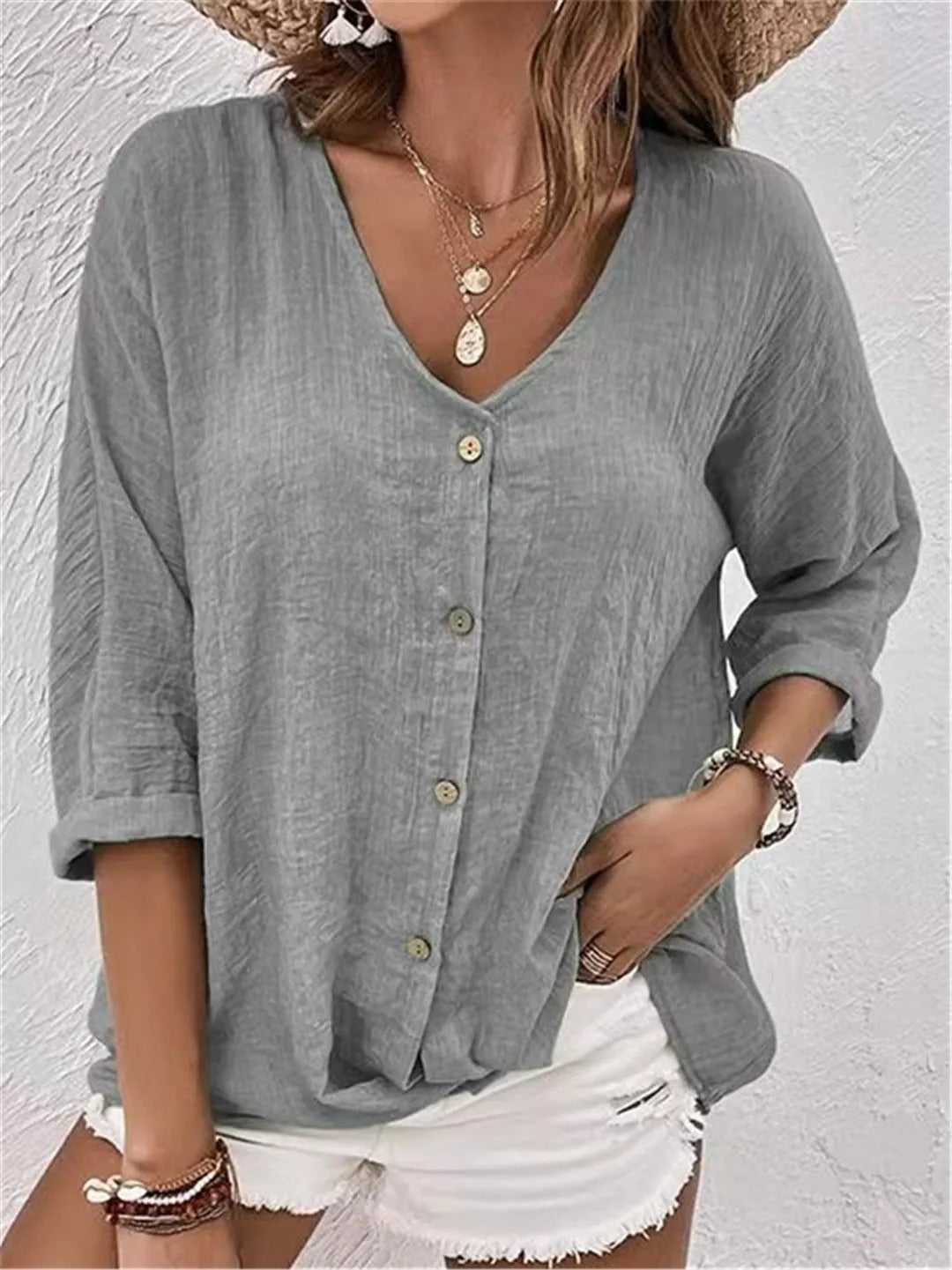 Nerina Button-Up Blouse | Relaxte boho chique stijl