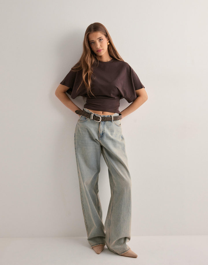 Veya Crop Batwing T-shirt | Relaxed fit korte mouwen top
