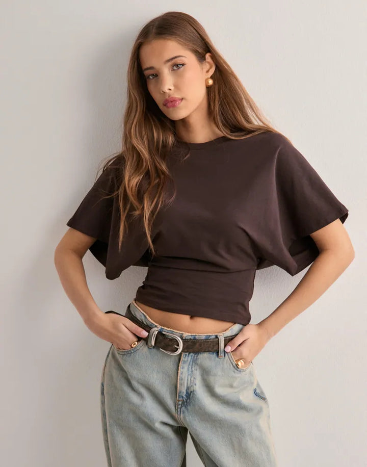 Veya Crop Batwing T-shirt | Relaxed fit korte mouwen top